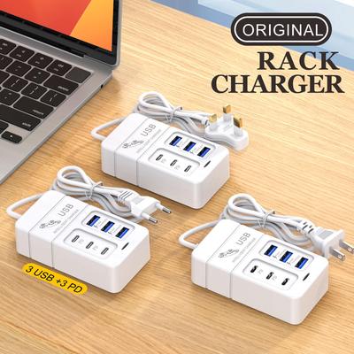 35W Multi-Port Steckdosenleisten-Ladegerät mit 3 PD & 3 USB, 6 Steckdosen und 3A Schnellladung