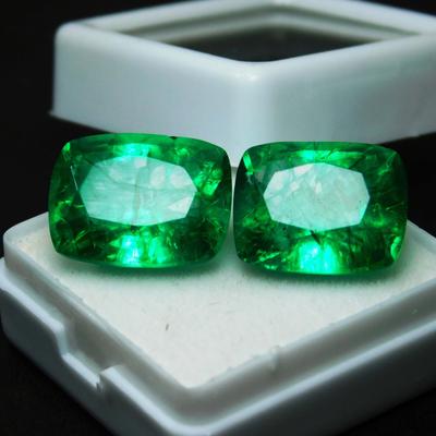 Natural Green Emerald Loose Gemstone Cushion Cut 19.63 Ct Colombian for Jewelry Making and Crafts
