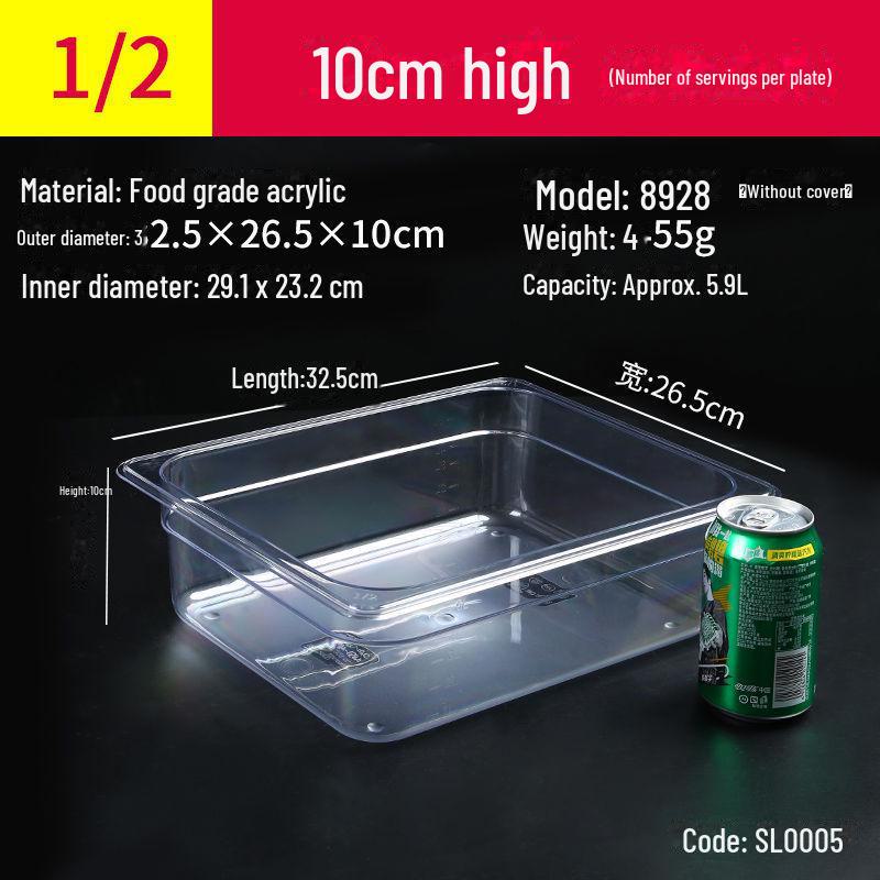 Transparente rechteckige Acryl-Heißtopfschale und Frischhalte-Obst-Auslagebox
