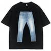 Lustiges Jeans auf Hemd Meme Grafik Sommer Mode T-Shirt Unisex Damen Harajuku Y2K Vintage Baumwoll Tops Sweethearts T-Shirt
