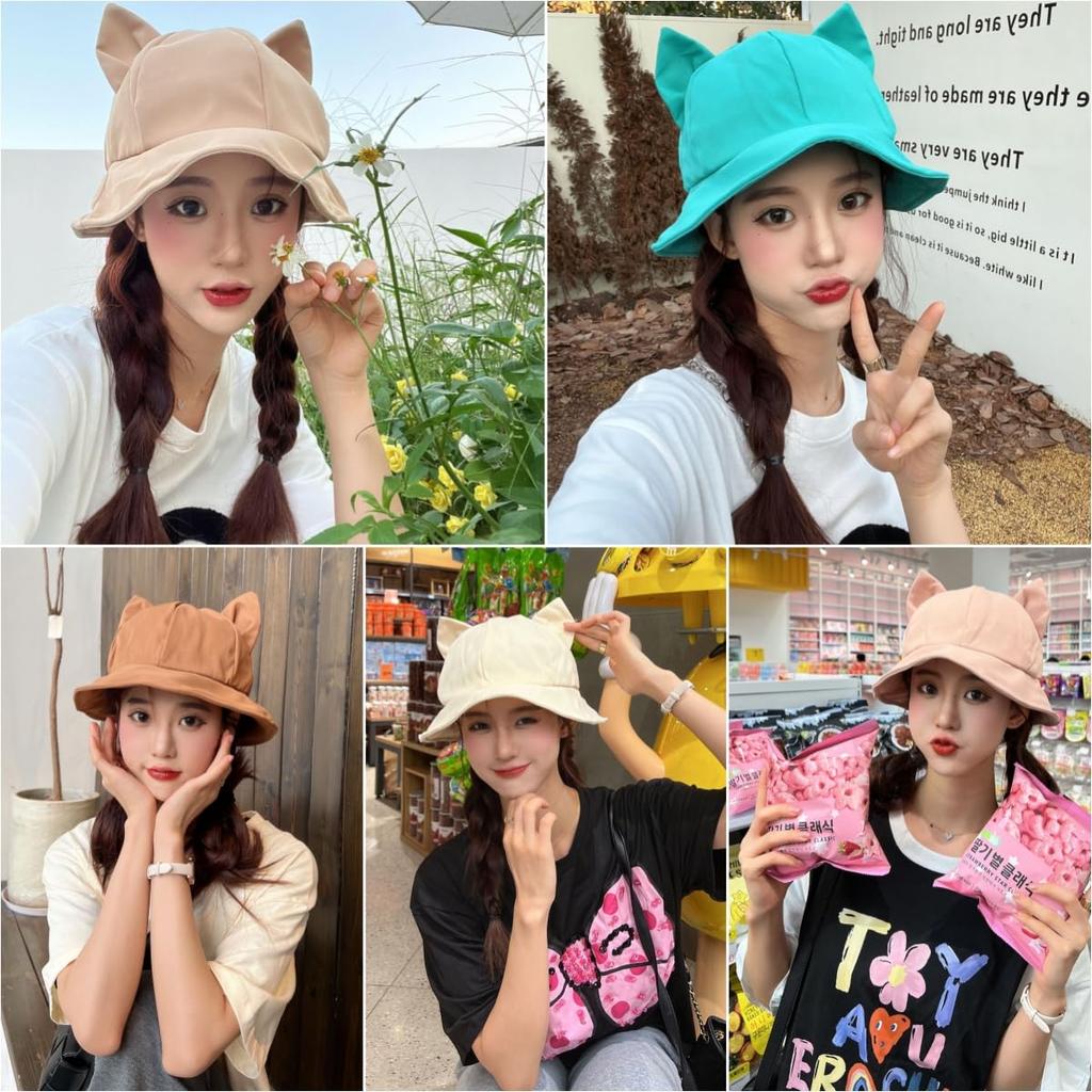 Шапка з котячими вушками для УФ УФ Сонце Робить обличчя виглядати [Qzkouma] Жінки, Захист, Захист, Захист, Весна, Літо, Стильна, Мила, Менша, MOYU-99