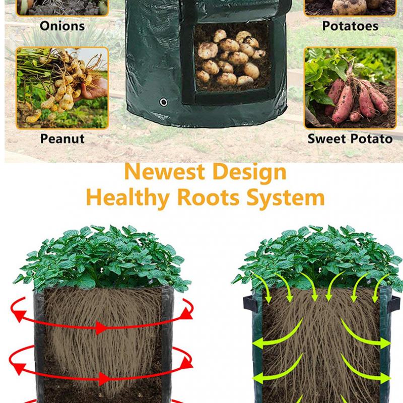1PC Garden Potato Grow Bag PE Fabrics Gardening Thicken Pot Vegetables Planter Tub with Handles and Access Flap