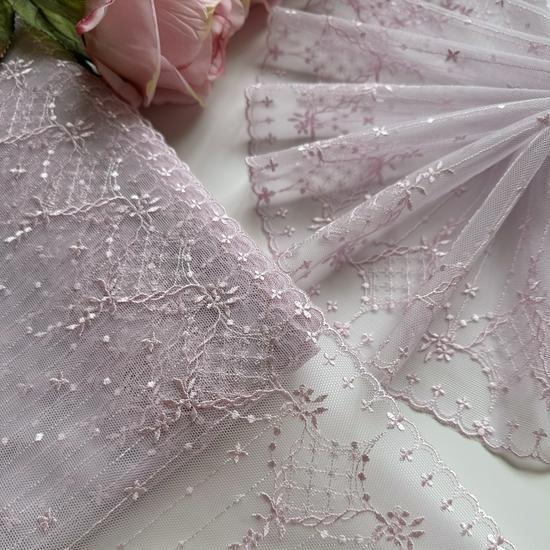 Japanese Pink-Purple Embroidered Mesh Lace for DIY Doll Clothes and Lolita Qipao Skirt Accessories
