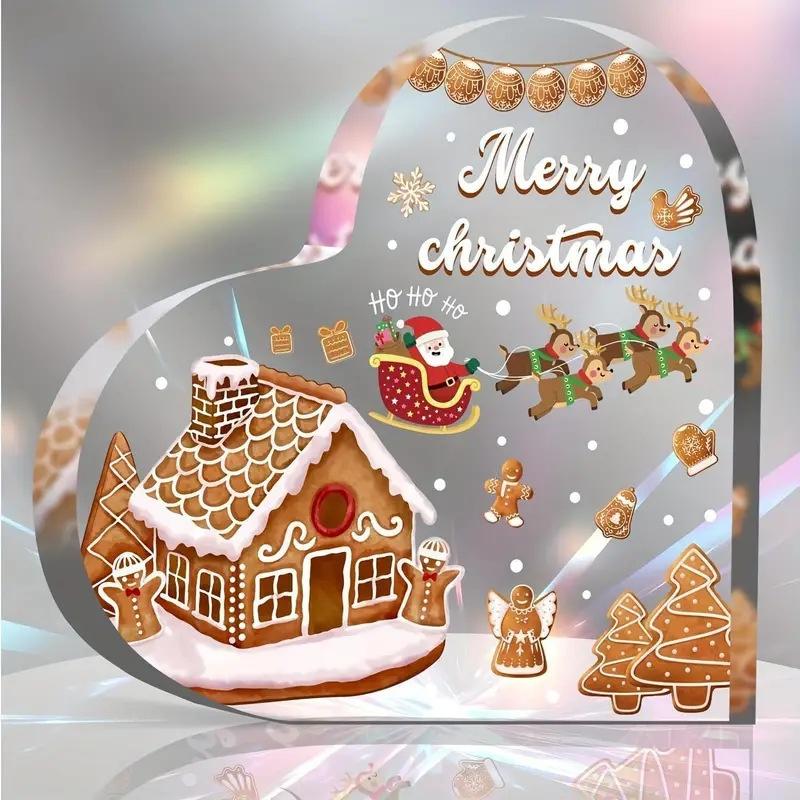 Christmas Heart Shaped Decorative With Santa Claus Xmas Tree Patterns Perfect For Home Holiday Decor
