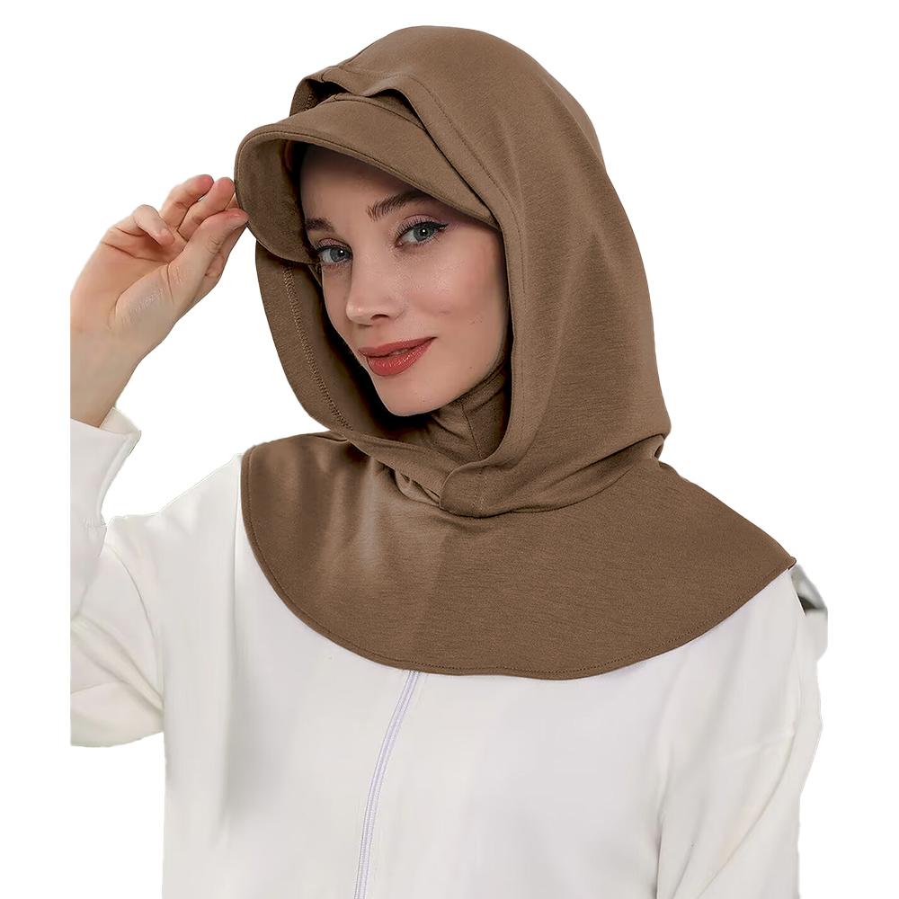 Full Coverage Bonnet Hijab With Visor Ready To Wear Modest Visor Underscarf Bonnet With Neck Cover Muslim Turban Cap