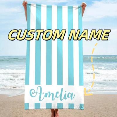 Gestreifte Strandtücher Benutzername Strandtuch 3D-gedrucktes Mikrofaser-Strandtuch Wasserabsorbierend Personalisiert Schnelltrocknendes Badetuch