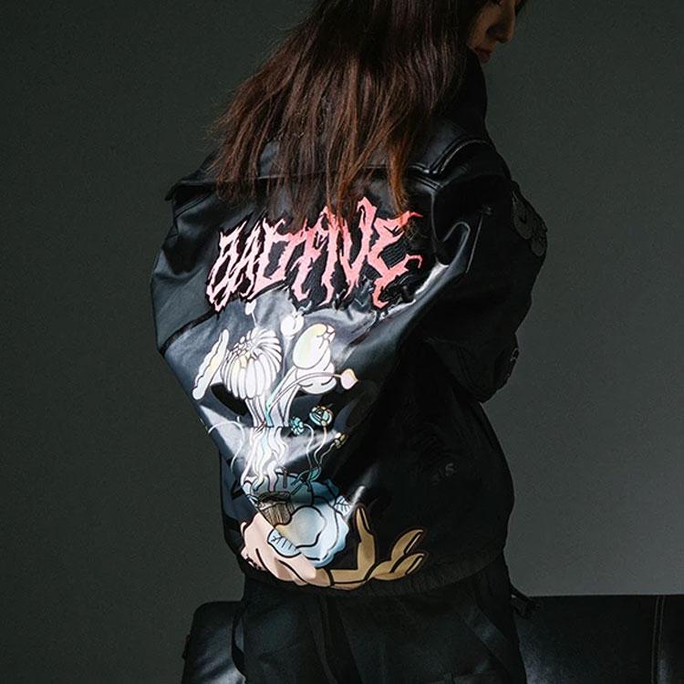 Li Ning X Sta_Group Collaboration Badfive Changan Youth Fun Cartoon Pattern Loose Sports Jacket Unisex Jacket Black AJDR526-1