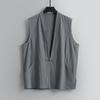 Men's Summer Plus Size Thin Section Linen Sleeveless Vest Vintage Disk Buckle Loose Tops
