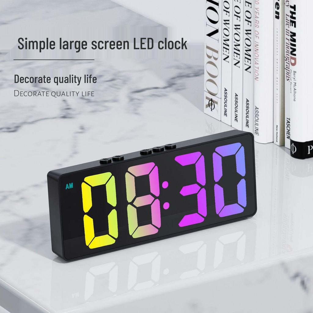Color Screen LED Dual-Use Alarm Clock with Voice Control & Temperature Display