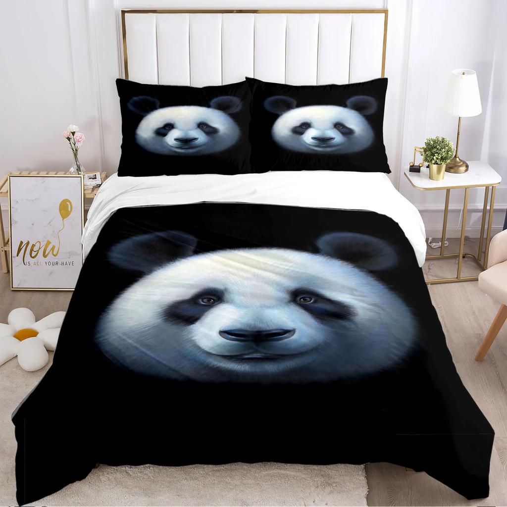 Urocza Poszewka na Kołdrę Panda Kreskówkowa Kawaii Zestawy Pościeli Miękka Poszewka na Kołdrę i Poszewki na Poduszki dla Nastolatków PojedynczaPodwójnaQueenKing