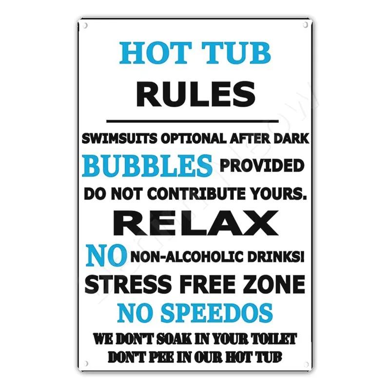 Välkommen till bubbelpoolbaren Poster Bubbelpoolregler Vintage Metallplåtskyltar Pub Klubbdekoration Regel Väggkonst Plåt Heminredning N354