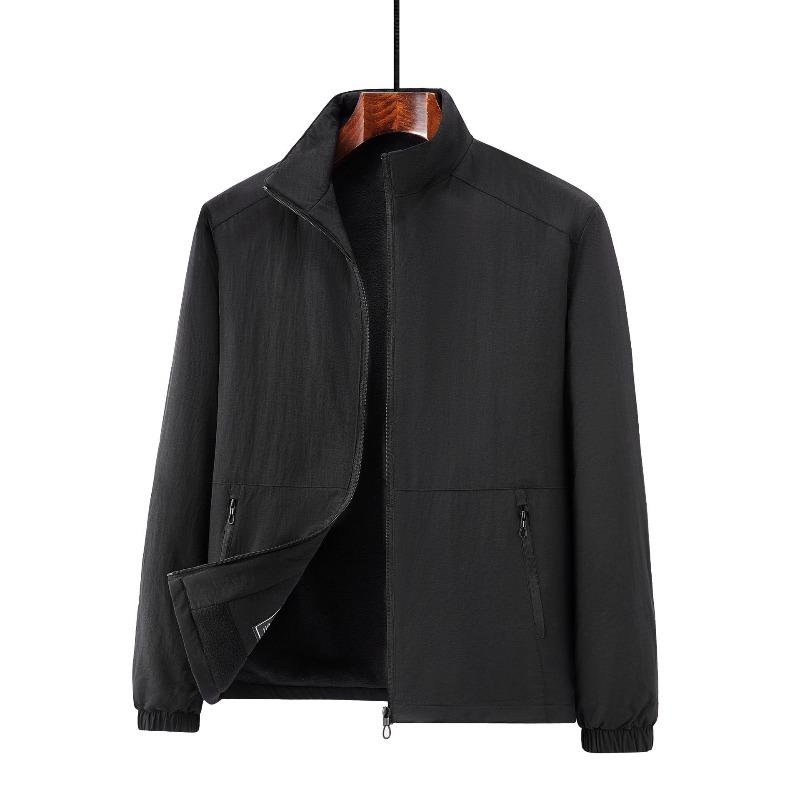 Winter new fleece thickened jacket men's windproof warm jacket large size medium and green stand-up jacket