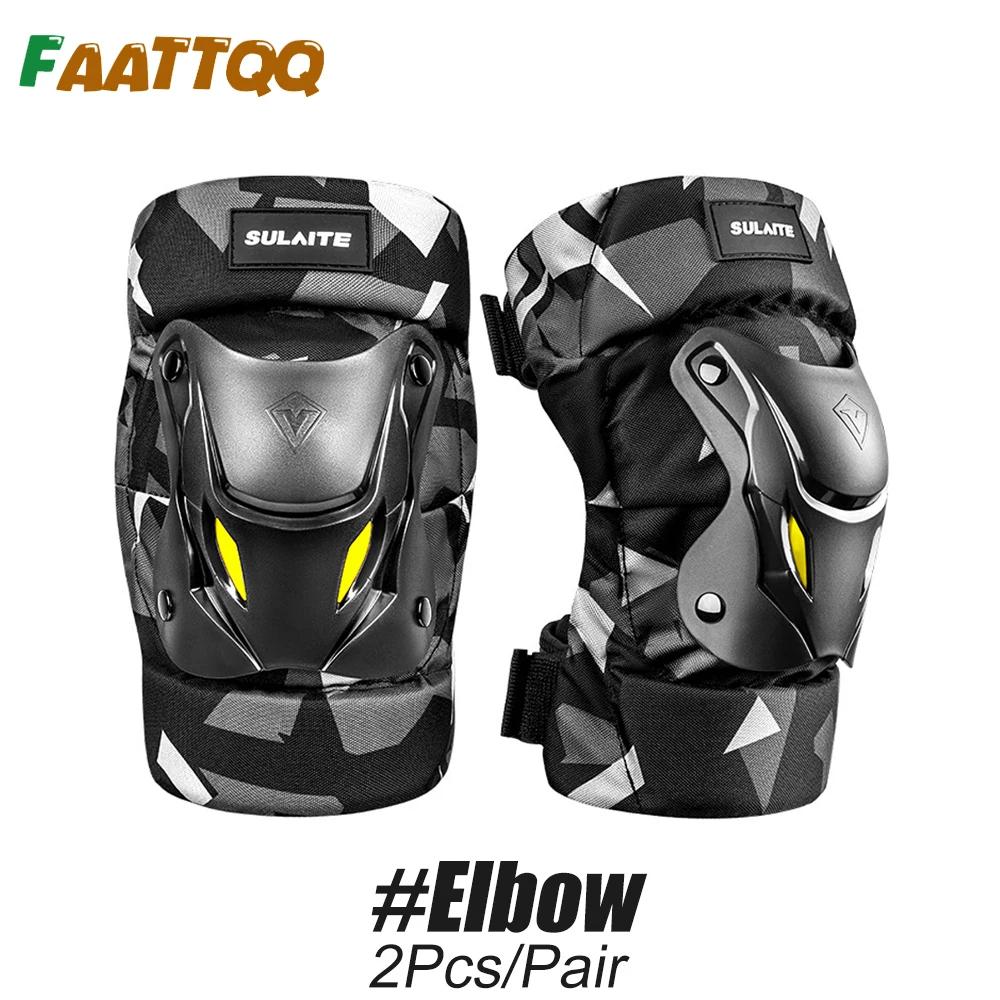 Faattqq 1Pair Motorcycle Electric Bike Knee Elbow Guards Pads Protector Dirt Bike Body For Motocross Racing Mountain Biking