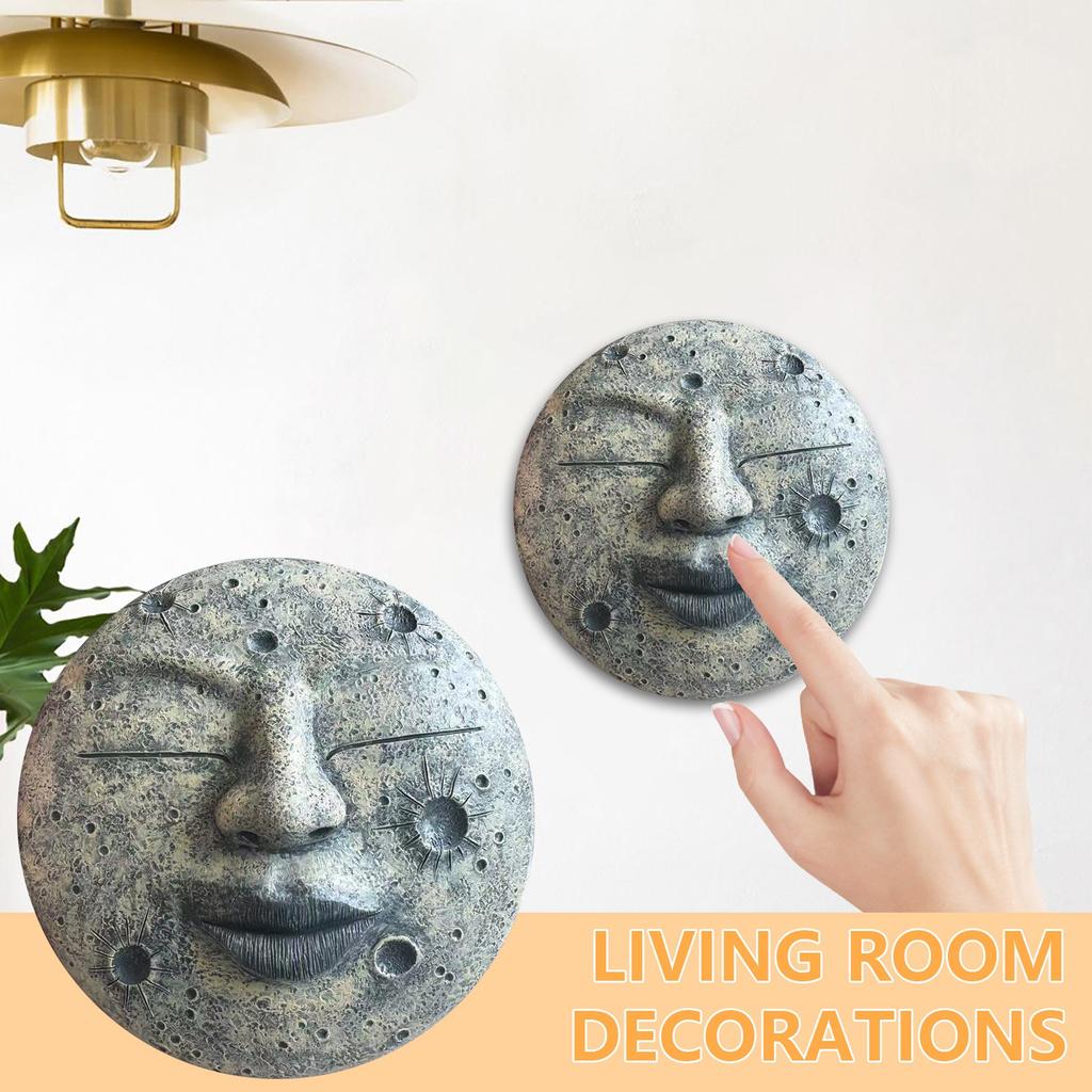 Sculpture de Masque Visage de Lune Ornement Créatif Décoration d'Intérieur d'Inspiration Lunaire