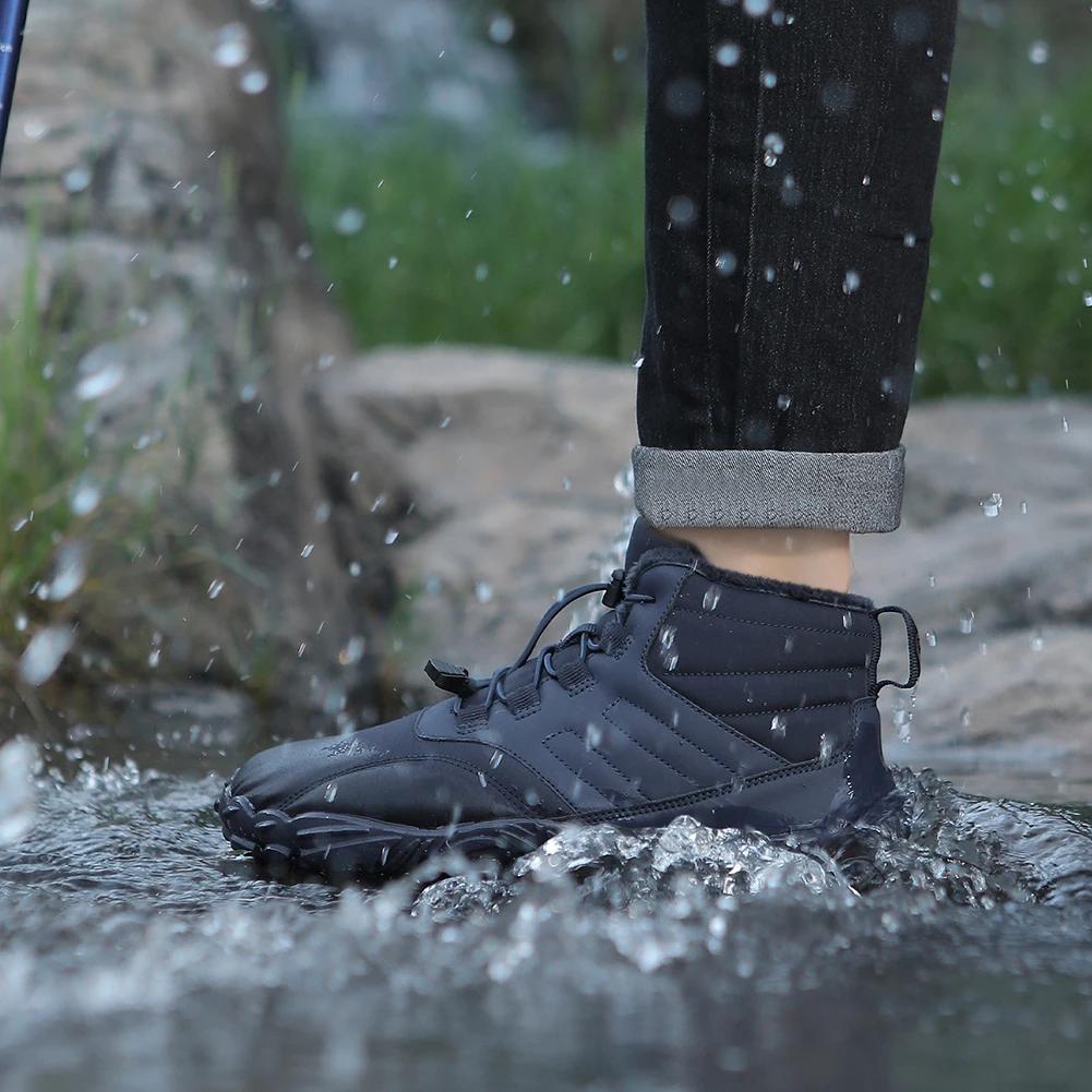Winter Warm Barefoot Boots Women Men Rubber Running Shoes Waterproof Non-Slip Breathable Snow Boots For Outdoor Walking