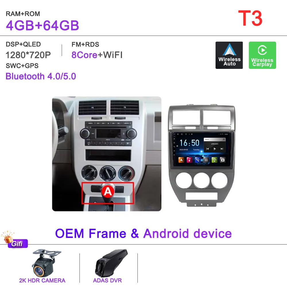 Android 16 Radio For Dodge Caliber Jeep Compass 1 MK Patriot 2006 - 2010 Multimedia Player Stereo Head Unit GPS Navigation HDR