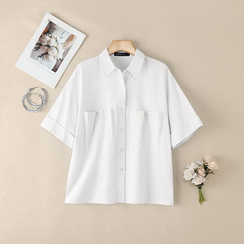 ZANZEA Women Casual Turn Down Collar Summer Half Sleeve Blouse