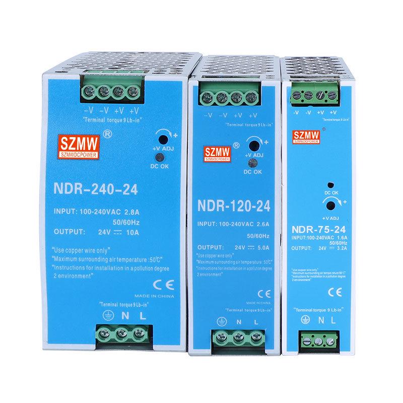 SZMW DIN Rail Power Supply EDR/NDR, 24V DC, 120W/240W/75W/150W, 12V Output