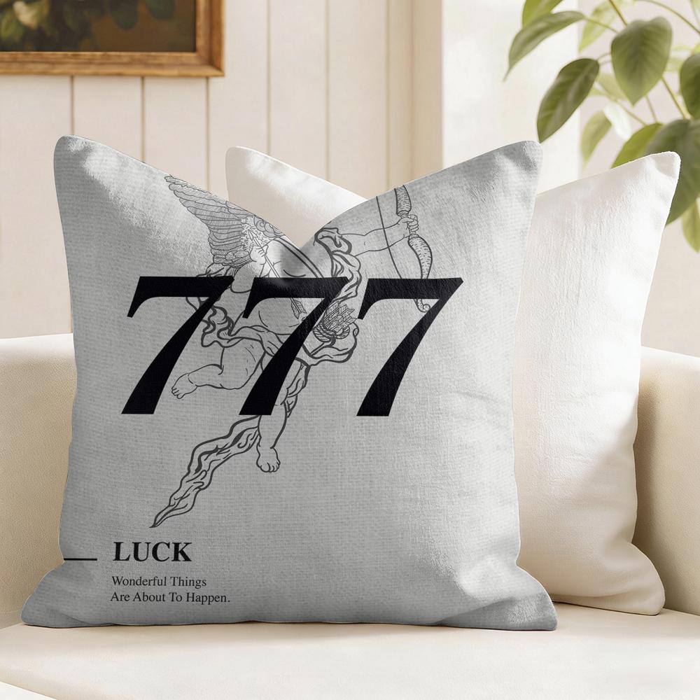 Angel Number Aesthetic Cushion Cover Summer Linen Pillow Case Organic Fabric Cushion Cover DoubleSided Print Sofa Home Decor