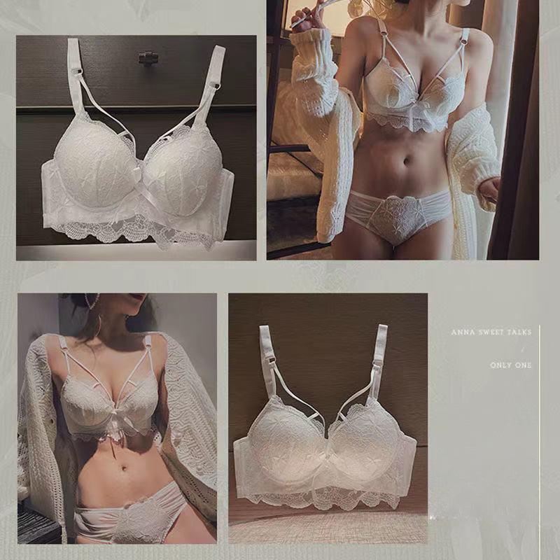 Sexy Lace Floral Bras For Women Bras Push Up Lingerie Wireless Girls White Brassiere Female Underwear Backless Half Cup