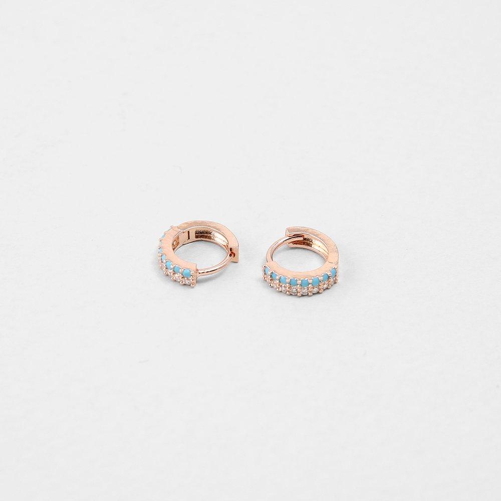 [Judy And Paul] Azuh Turquoise and Crystal Small Hoop Earrings E51505