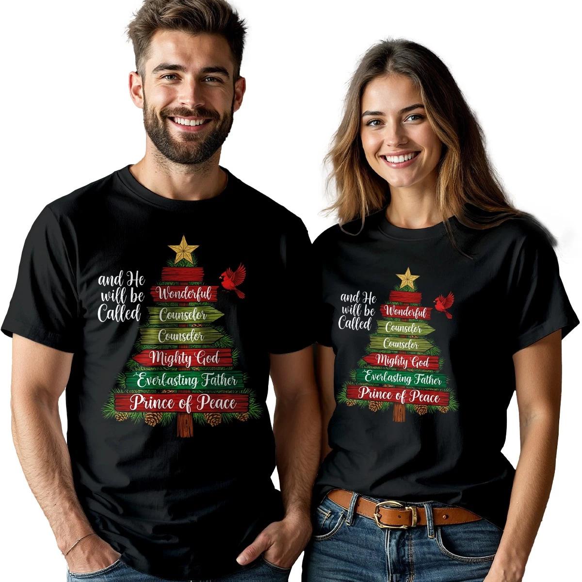 

And He Will Be Called Christmas Wonderful Counselor Couple T shirt His Hers Tee 4XL