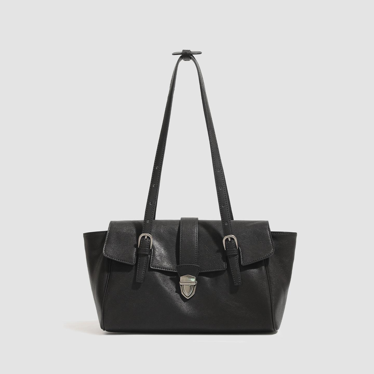 French Staff Briefcase Retro Handbag Large Capacity Single Shoulder Armpit Bag Commuting Versatile Bag for Women 30*13*7 чёрный
