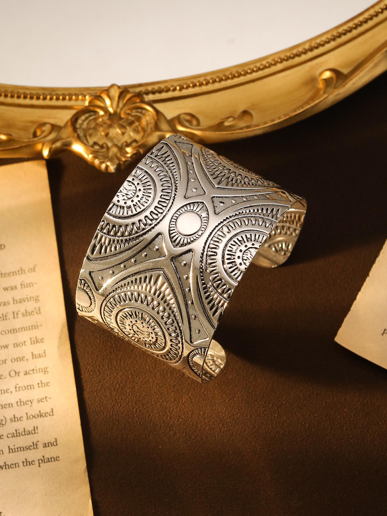 

Богемский Этнический Тибетский Золотой Открытый Браслет-Манжета - Трендовые, Модные, Крутые Украшения