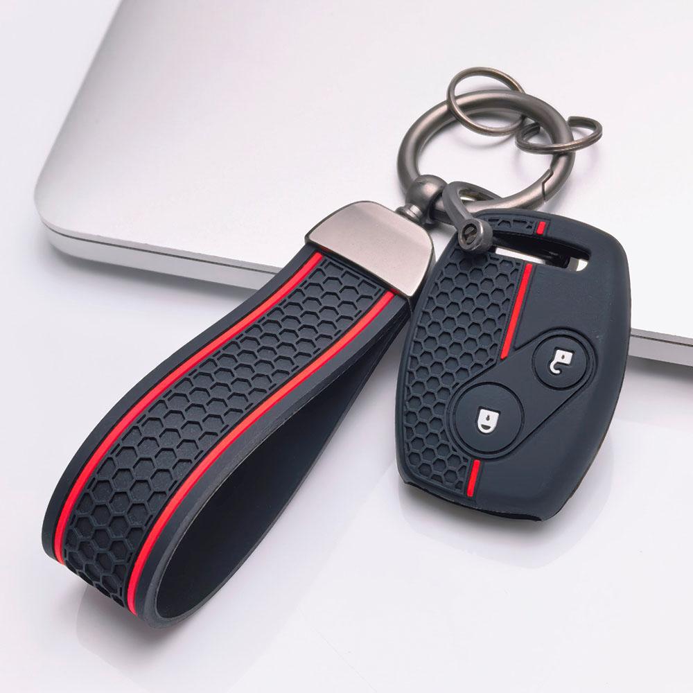 Premium Silicone Car Key Fob Cover For Honda Fit Civic Accord CRV HRV Jazz With Keychain Soft Silicone Car Interior Accessories Anti-Scratch