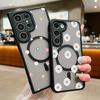 For Samsung Galaxy S24 S23 S22 Ultra S24 Plus S23 FE Flowers Case Magnetic For Magsafe Wireless Charging Clear Matte Phone Cover