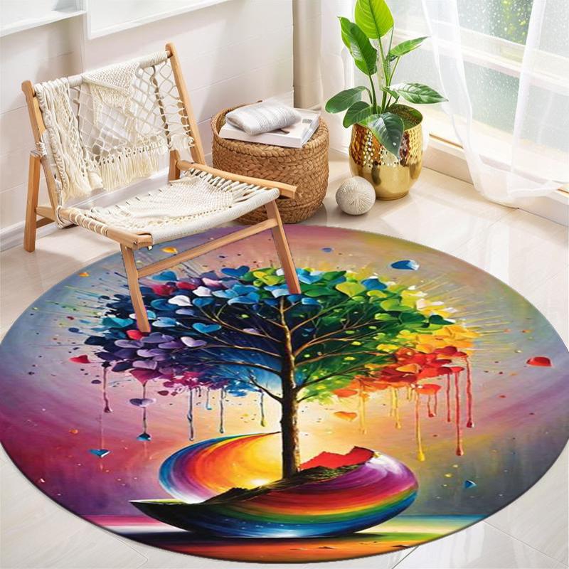 

1Pc Tree of Life Circular Print Rug - home decoration Carpet For Living Room Bedroom Flooring Computer Chair Area Rug 80x80cm( 31x31in)