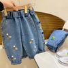 Girls' Jeans New Cartoon Pants Mid Size Children's Boutique Fashionable and Loose Casual Pants