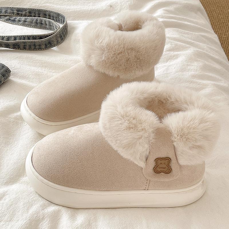 

Women s Lightweight Thick Sole High Top Winter Warm Fur One Snow Boots Plush Lined Non-Slip Casual Sports Cotton Boots Sneakers Fur Shoes 40/41 бежевый