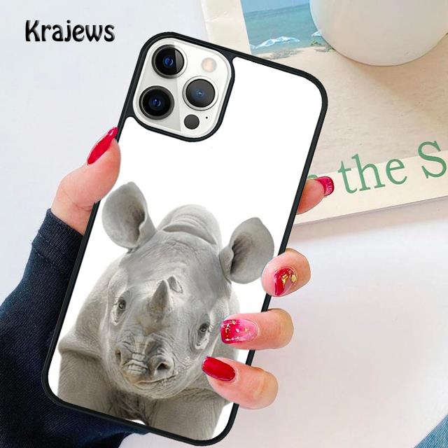 Animal Rhino Soft Phone Case For iPhone 17 Air 16 15 14 Max Plus 11 12 13 Pro Max Phone Cover coque Shell Fundas