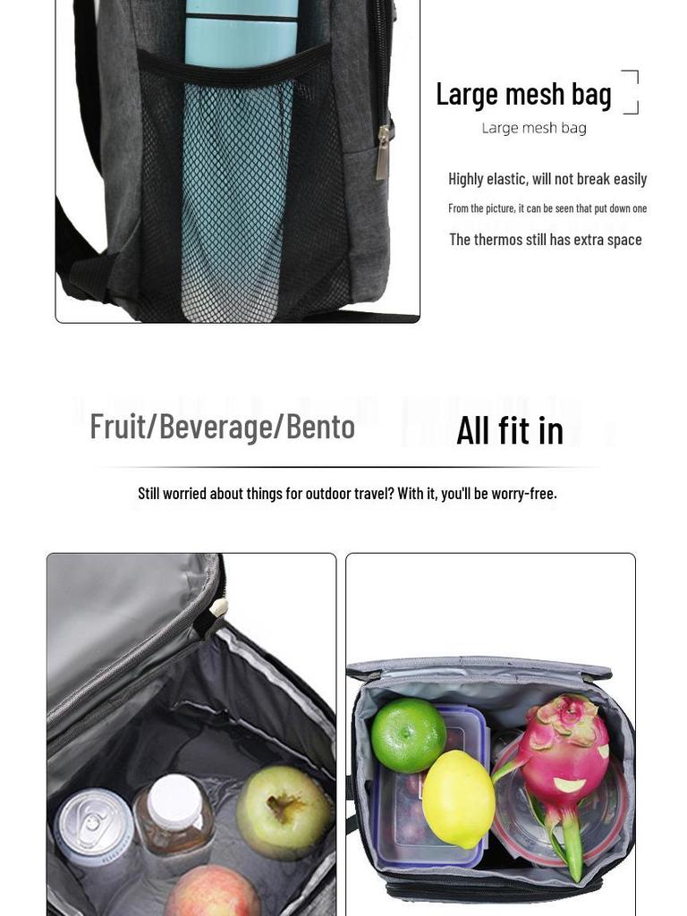 Cross-Border Large Capacity Insulated Picnic Backpack - Oxford Cloth, Double Shoulder Design