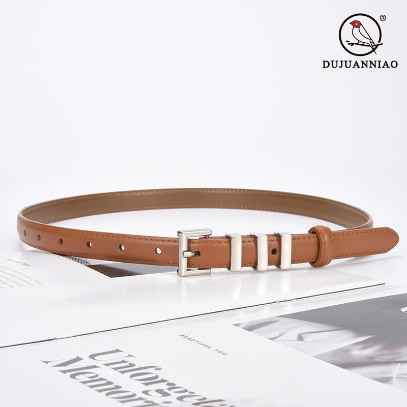 Leather Thin Belt Women'S Decorative Dress Skirt Shirt Trousers Waist Waist Waist Belt Silver Buckle
