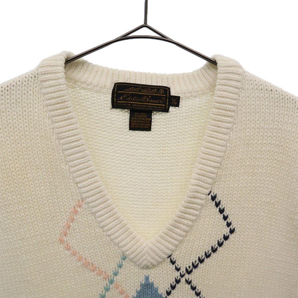 Eddie Bauer 90s Black tag late model Overall handle Knit vest Old vintage Men's Used