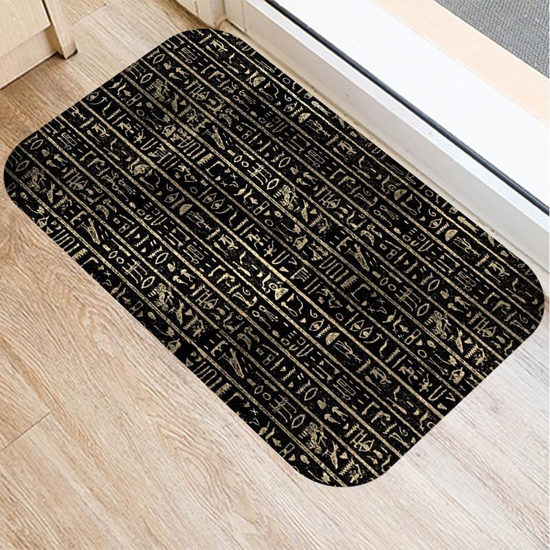 Black Gold Striped Welcome Door Mat Living Room Balcony Hallway Entrance Non-slip Rugs Bedroom Kitchen Laundry Room Floor Mats