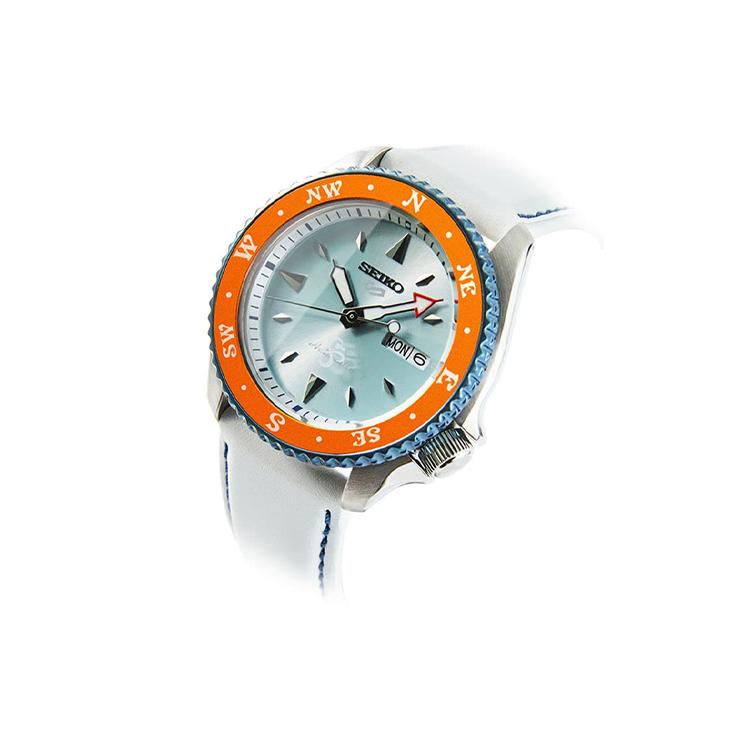 Seiko 30m Water Resistant Automatic Mechanical Movement Leather Strap Watch Men's Watches White Dial SRPF63K1()