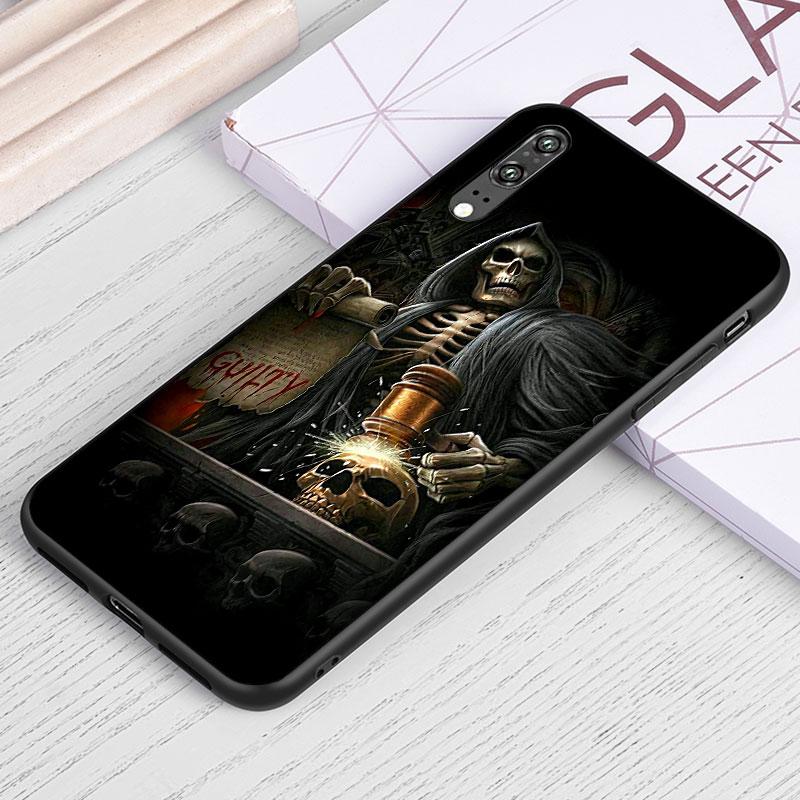 Czaszka Ponurego Żniwiarza Szkielet Dla Samsunga Galaxy A40 S A30 S A2 A20E A20 S A10S A10 E A90 A80 A70 S A60 A50S Czarny Miękki Pokrowiec na Telefon