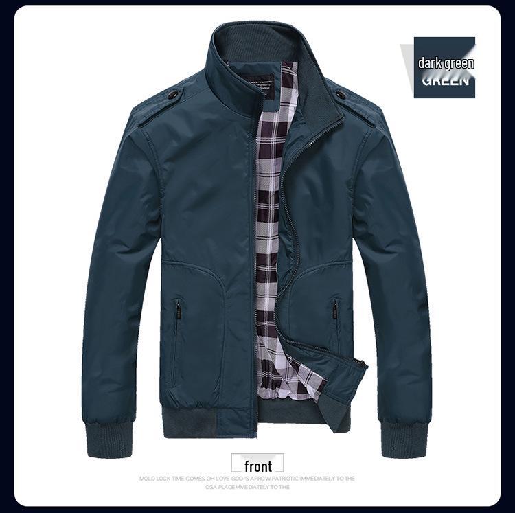 Men's Korean Style Casual Stand Collar Baseball Jacket - Spring/Autumn, Plus Cotton Thickened, Trendy Top