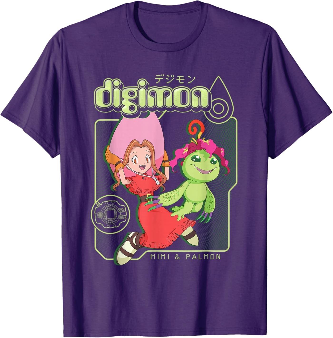 Digimon Mimi and Palmon Y2K Frame Digital Monsters T-Shirt S разноцветный