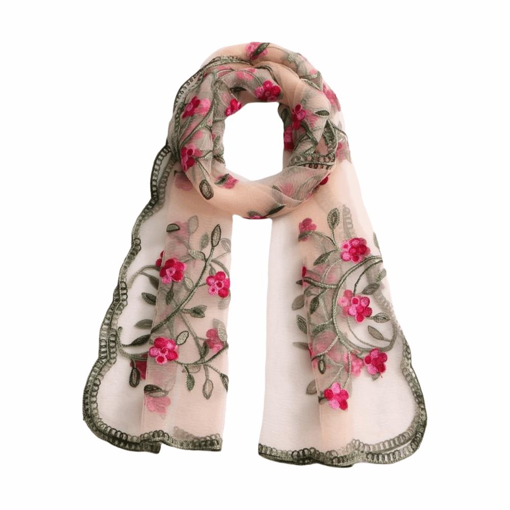 

Fashion Embroidered Flower Women s Scarf Shawl Breathable Dustproof Beach Headband Long Scarf Daily Versatile Accessory розовый