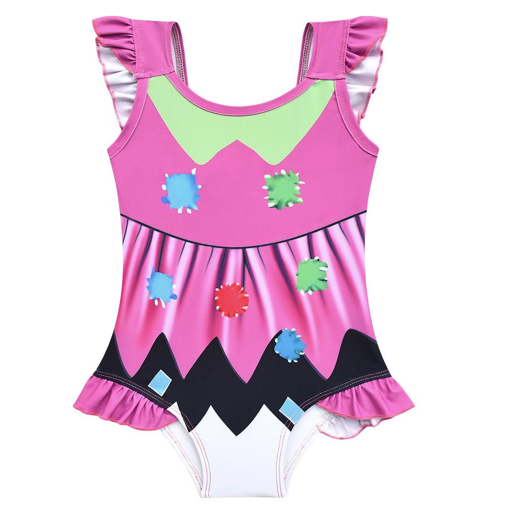 

20850 Kids Girls Lily Lovebraids Pink Printed Ruffle Sleeveless One-piece Swimsuit Swimwear 100cm розовый