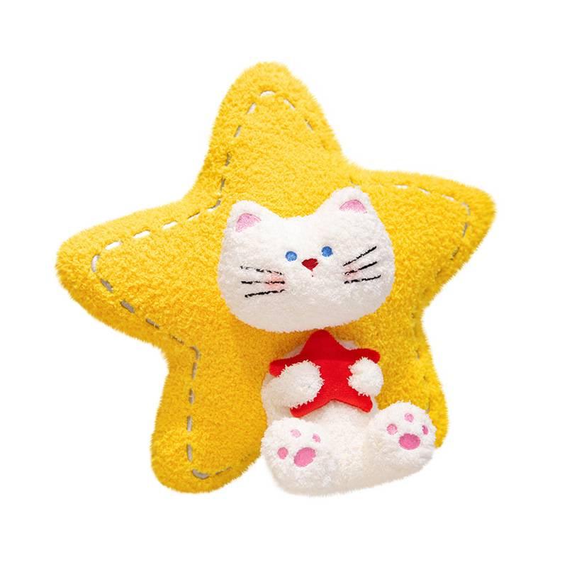 Cartoon Cat Pentagram Plush Pillow - Cute Bed Cushion & Lumbar Support for Girls