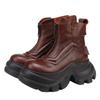 Johnature Thick Soled Short Boots Women's Genuine Leather Front Zipper Platform Boots
