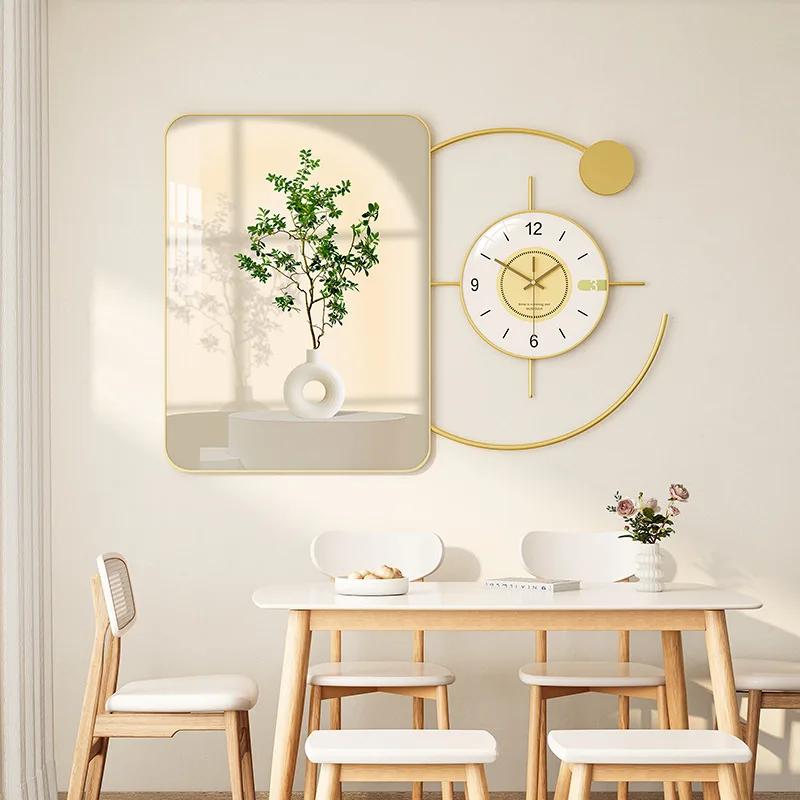 Modern style restaurant wall hanging jewelry crystal porcelain combination decoration hanging picture dining table wall clock