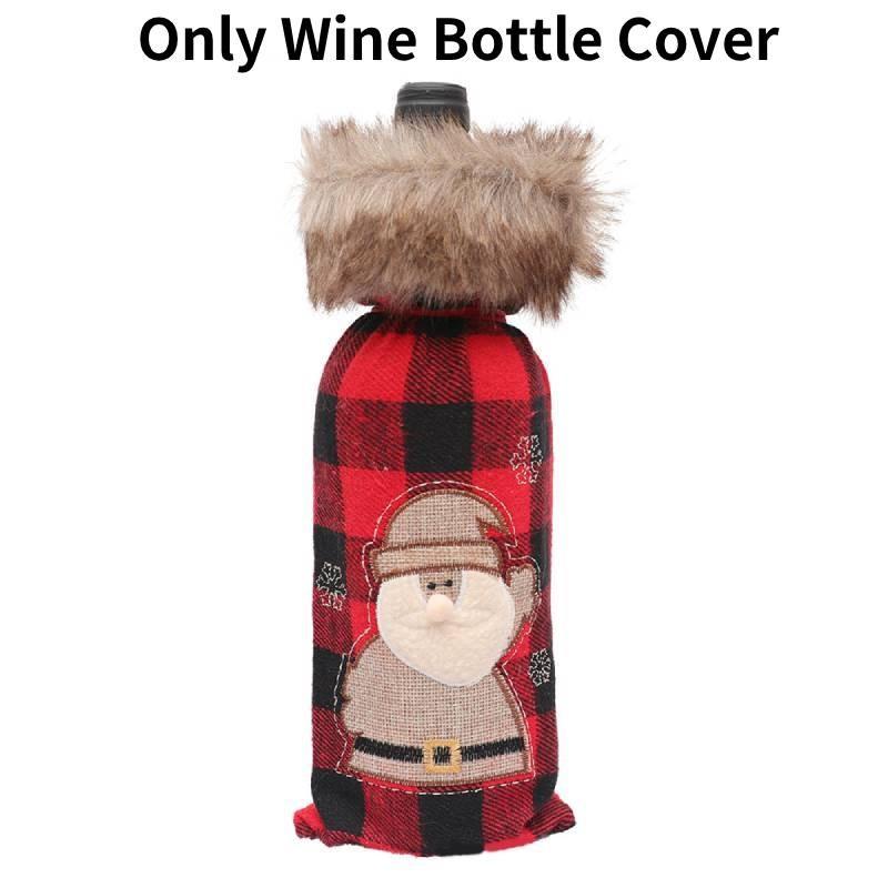 

Bottle Christmas Wine Cover Santa Claus Snowman Elk Lattice Bottle Dress Up Prop Santa Claus