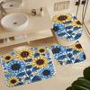 Bathroom Curtain And Rug Set, Sunflower Pattern Printed On Shower Curtain And Bath Mat Set, Designed For Farmhouse Contemporary