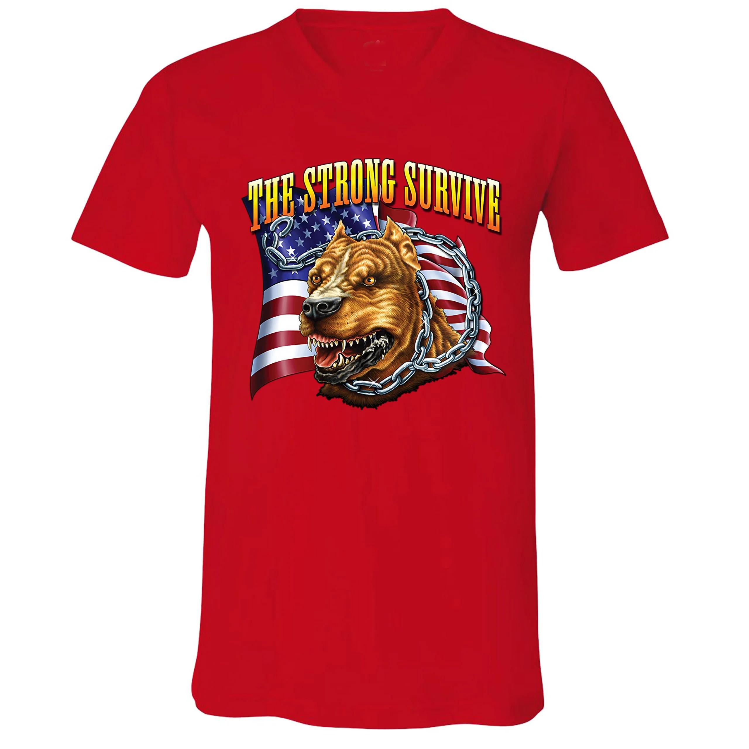 

The Strong Survive American Flag Beastly Pit Bull Patriotic TShirt Summer Cotton ONeck Short Sleeve Mens T Shirt New S3XL S